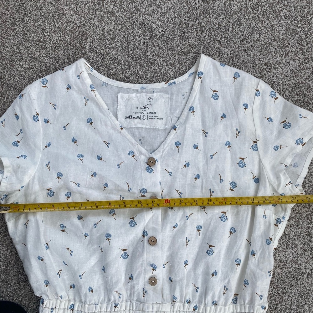 notPERFECTLINEN White and Blue Floral Midi Dress - Picture 10 of 10